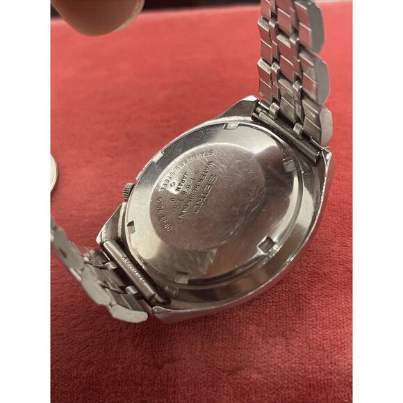 VINTAGE 1975 Seiko 5 Actus 23j Mens Automatic Watch Bracelet Blue Dial 6106-8680 - Picture 10 of 11